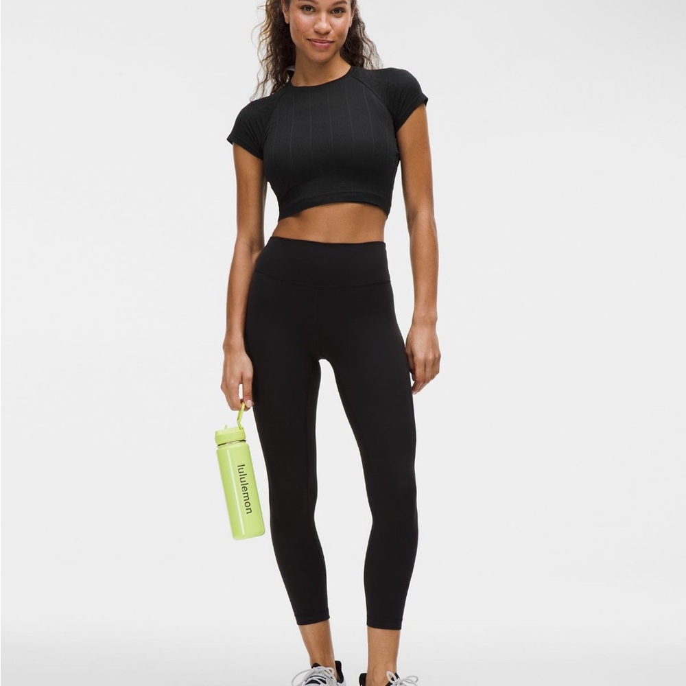 NWT Black Lululemon Women's High-Waisted Wunder train Mesh Panel Leggings Size 6